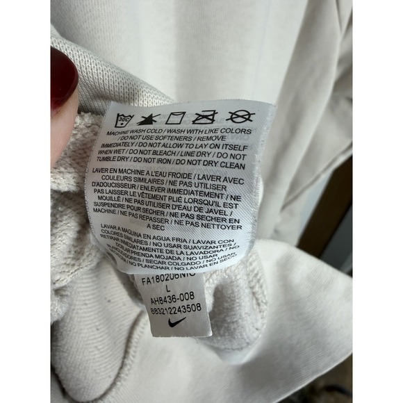 Nike Cotton Terrycloth Lined Logo Embossed Crew Neck Pullover Sweatshirt Large - Picture 7 of 8